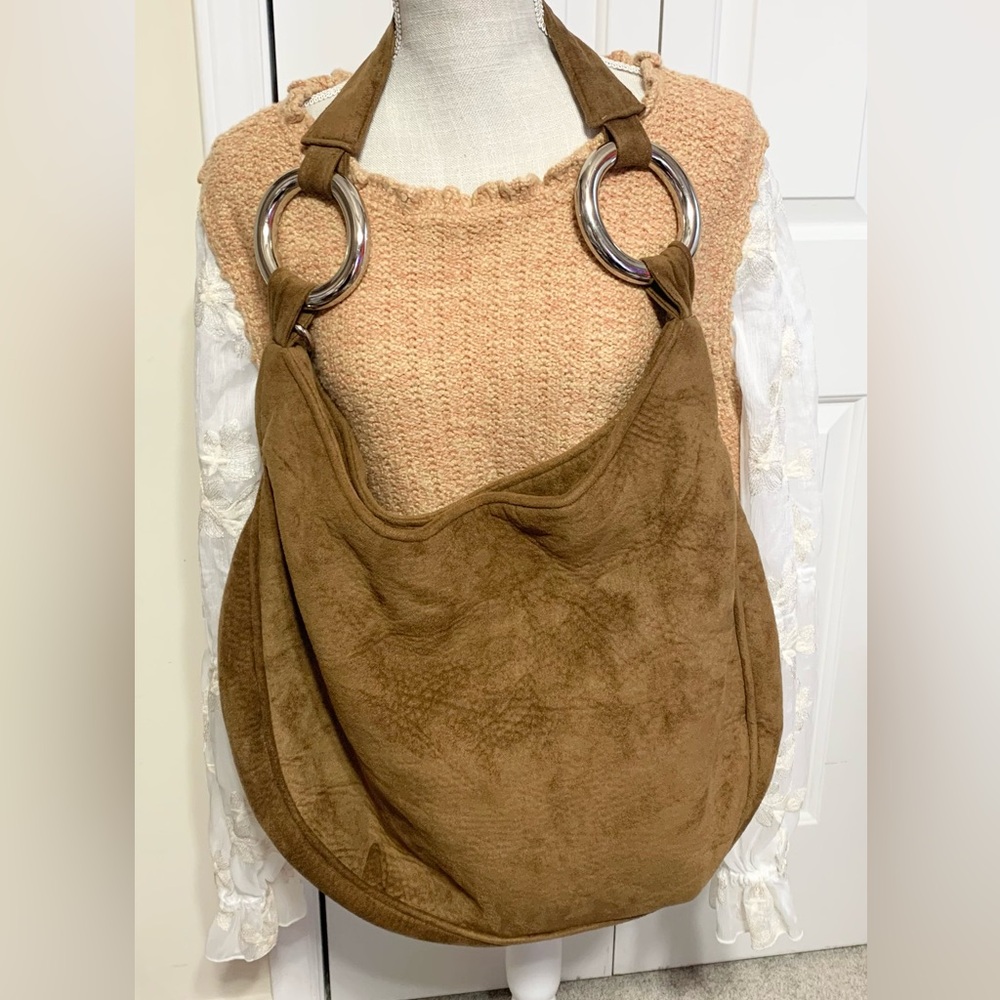Bosom Buddy Bags Big Hobo Tote Slouchy Bag Vegan Suede 14”x18”